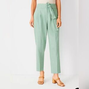 Ann Taylor - The Petite Belted Paperbag Ankle Pant in Linen Blend - NWT